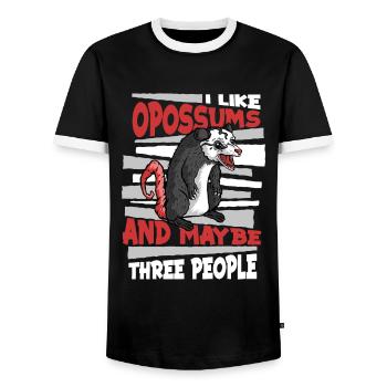 Opossum Possum Animal - Men's Ringer Shirt - black/white - Front - AI Model Female 172 light (172cm) & AI Model Male 178 light (178cm)