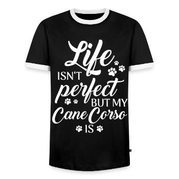 Cane Corso Hund - Männer Kontrast-T-Shirt - Schwarz/Weiß - Vorne - AI Model Female 172 light (172cm) & AI Model Male 178 light (178cm)