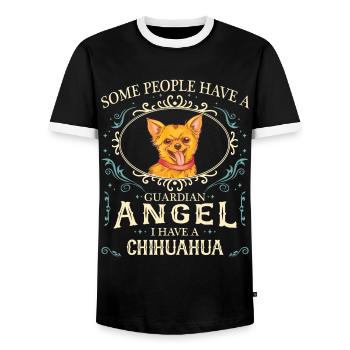 Chihuahua Dog - Men's Ringer Shirt - black/white - Front - AI Model Female 172 light (172cm) & AI Model Male 178 light (178cm)