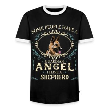 Deutscher Schäferhund Hund - Männer Kontrast-T-Shirt - Schwarz/Weiß - Vorne - AI Model Female 172 light (172cm) & AI Model Male 178 light (178cm)