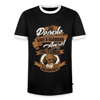 Chien allemand à poil court - T-shirt contrasté Homme - noir/blanc - Devant - AI Model Female 172 light (172cm) & AI Model Male 178 light (178cm)
