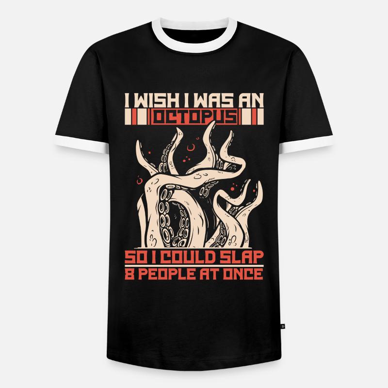 Octopus Octopus Cuttlefish Animal - Men's Ringer Shirt - black/white