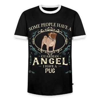 Pug Pug Dog - Men's Ringer Shirt - black/white - Front - AI Model Female 172 light (172cm) & AI Model Male 178 light (178cm)