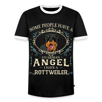 Rottweiler Dog - Men's Ringer Shirt - black/white - Front - AI Model Female 172 light (172cm) & AI Model Male 178 light (178cm)