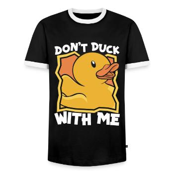 Canards en caoutchouc Salle de bain Canard jaune - T-shirt contrasté Homme - noir/blanc - Devant - AI Model Female 172 light (172cm) & AI Model Male 178 light (178cm)