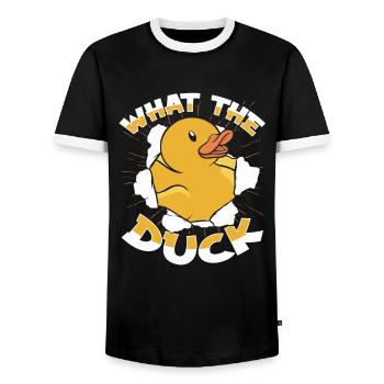 Canards en caoutchouc Salle de bain Canard jaune - T-shirt contrasté Homme - noir/blanc - Devant - AI Model Female 172 light (172cm) & AI Model Male 178 light (178cm)