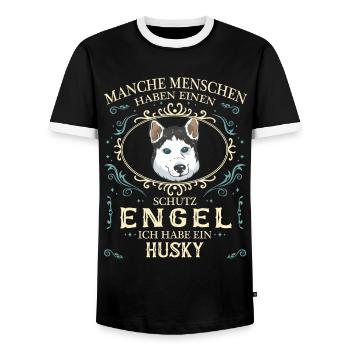 Husky Siberian Husky Hund Hundehalter - Männer Kontrast-T-Shirt - Schwarz/Weiß - Vorne - AI Model Female 172 light (172cm) & AI Model Male 178 light (178cm)