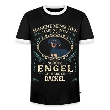 Dackel Dachshund Hund Hundehalter - Männer Kontrast-T-Shirt - Schwarz/Weiß - Vorne - AI Model Female 172 light (172cm) & AI Model Male 178 light (178cm)