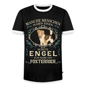 Foxterrier Fox Terrier Hund Hundehalter - Männer Kontrast-T-Shirt - Schwarz/Weiß - Vorne - AI Model Female 172 light (172cm) & AI Model Male 178 light (178cm)