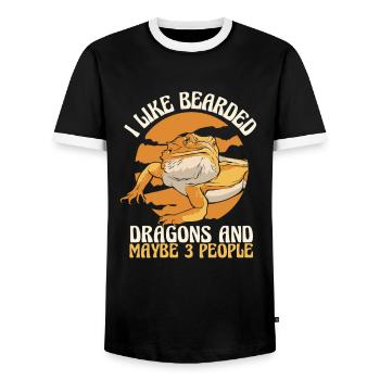 Dragon barbu Bartagamen Pogona - T-shirt contrasté Homme - noir/blanc - Devant - AI Model Female 172 light (172cm) & AI Model Male 178 light (178cm)