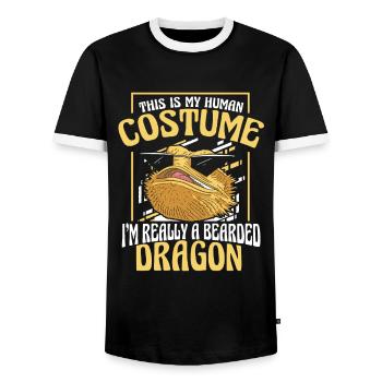 Dragon barbu Bartagamen Pogona - T-shirt contrasté Homme - noir/blanc - Devant - AI Model Female 172 light (172cm) & AI Model Male 178 light (178cm)