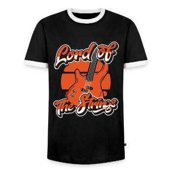 Guitare Basse Basse Instrument - T-shirt contrasté Homme - noir/blanc - Devant - AI Model Female 172 light (172cm) & AI Model Male 178 light (178cm)