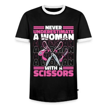 Hairdresser Hairdresser Hairdresser Work Profession Saying - Men's Ringer Shirt - black/white - Front - AI Model Female 172 light (172cm) & AI Model Male 178 light (178cm)