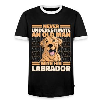 Labrador Dog - Men's Ringer Shirt - black/white - Front - AI Model Female 172 light (172cm) & AI Model Male 178 light (178cm)