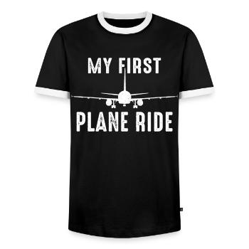 Vol du premier vol de l’avion - T-shirt contrasté Homme - noir/blanc - Devant - AI Model Female 172 light (172cm) & AI Model Male 178 light (178cm)