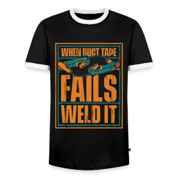 Welder MetalWorker - Men's Ringer Shirt - black/white - Front - AI Model Female 172 light (172cm) & AI Model Male 178 light (178cm)