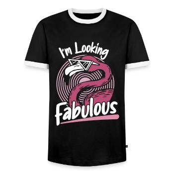 Flamingo Tier Rosa - Männer Kontrast-T-Shirt - Schwarz/Weiß - Vorne - AI Model Female 172 light (172cm) & AI Model Male 178 light (178cm)