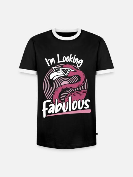 Flamingo Tier Rosa - Männer Kontrast-T-Shirt - Schwarz/Weiß