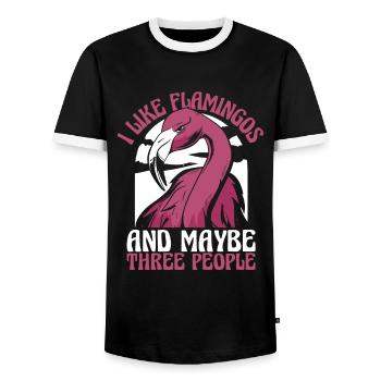 Flamingo Tier Rosa - Männer Kontrast-T-Shirt - Schwarz/Weiß - Vorne - AI Model Female 172 light (172cm) & AI Model Male 178 light (178cm)