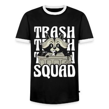 Raccoon - Men's Ringer Shirt - black/white - Front - AI Model Female 172 light (172cm) & AI Model Male 178 light (178cm)