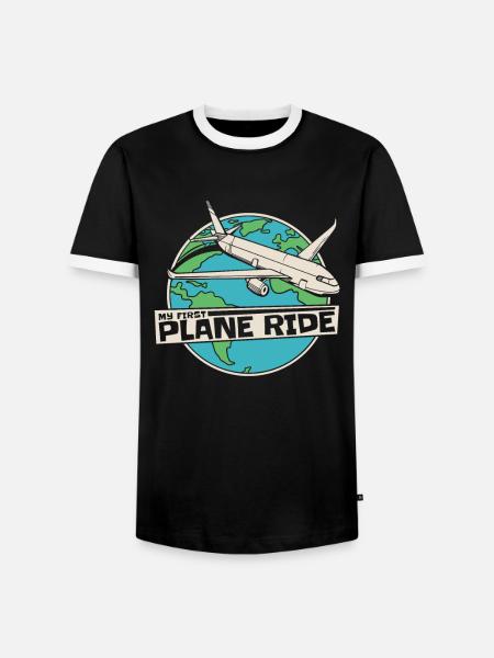 Airplane First Flight Flying - Men's Ringer Shirt - black/white