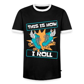 Roller Skate Roller Patin à roues alignées - T-shirt contrasté Homme - noir/blanc - Devant - AI Model Female 172 light (172cm) & AI Model Male 178 light (178cm)