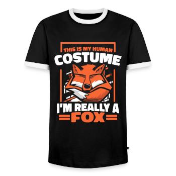 Fox Foxes Animal - Men's Ringer Shirt - black/white - Front - AI Model Female 172 light (172cm) & AI Model Male 178 light (178cm)
