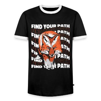 Fox Foxes Animal - Men's Ringer Shirt - black/white - Front - AI Model Female 172 light (172cm) & AI Model Male 178 light (178cm)