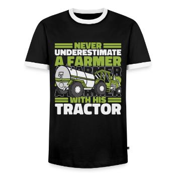 Farmer Agriculture Farmers Farmer - Men's Ringer Shirt - black/white - Front - AI Model Female 172 light (172cm) & AI Model Male 178 light (178cm)