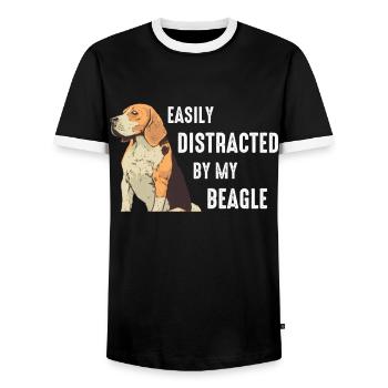 Beagle Hund - Männer Kontrast-T-Shirt - Schwarz/Weiß - Vorne - AI Model Female 172 light (172cm) & AI Model Male 178 light (178cm)