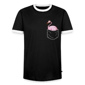 Flamingo Tier Rosa - Männer Kontrast-T-Shirt - Schwarz/Weiß - Vorne - AI Model Female 172 light (172cm) & AI Model Male 178 light (178cm)
