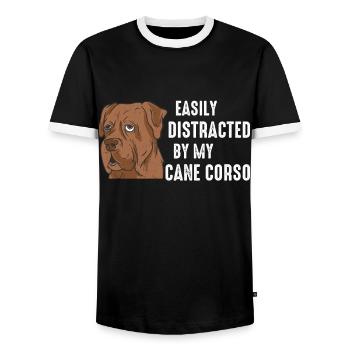Cane Corso Chien - T-shirt contrasté Homme - noir/blanc - Devant - AI Model Female 172 light (172cm) & AI Model Male 178 light (178cm)