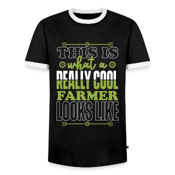 Farmer Agriculture Farmers Farmer - Men's Ringer Shirt - black/white - Front - AI Model Female 172 light (172cm) & AI Model Male 178 light (178cm)