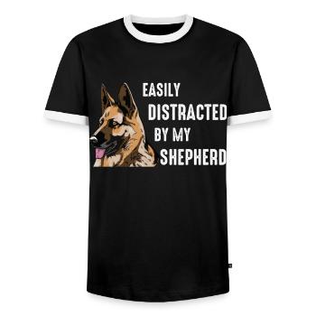 Deutscher Schäferhund Hund - Männer Kontrast-T-Shirt - Schwarz/Weiß - Vorne - AI Model Female 172 light (172cm) & AI Model Male 178 light (178cm)