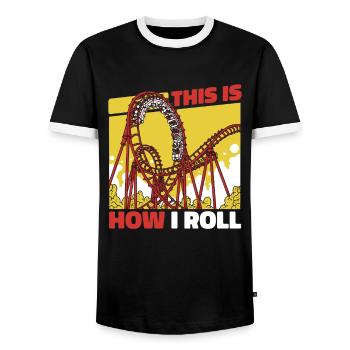 Parc d’attractions Roller Coaster Roller Coasters - T-shirt contrasté Homme - noir/blanc - Devant - AI Model Female 172 light (172cm) & AI Model Male 178 light (178cm)