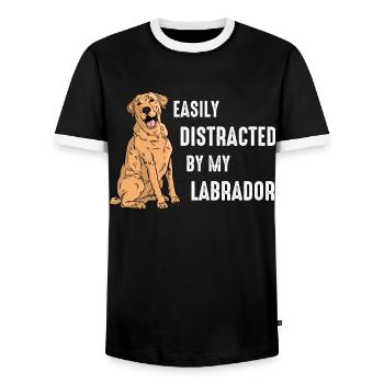 Labrador Dog - Men's Ringer Shirt - black/white - Front - AI Model Female 172 light (172cm) & AI Model Male 178 light (178cm)