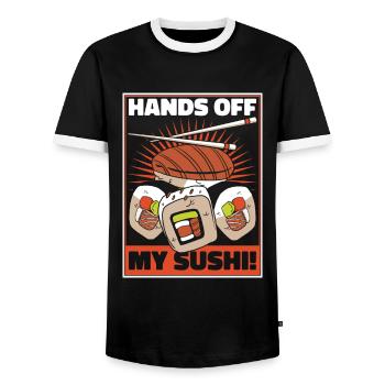 Sushi Japanisches Essen Maki Sushi Kawaii - Männer Kontrast-T-Shirt - Schwarz/Weiß - Vorne - AI Model Female 172 light (172cm) & AI Model Male 178 light (178cm)