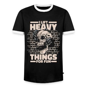 Weightlifting Fitness Bodybuilding Weightlifter - Men's Ringer Shirt - black/white - Front - AI Model Female 172 light (172cm) & AI Model Male 178 light (178cm)