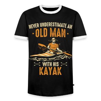 Kajak Kayak Kayaking - T-shirt contrasté Homme - noir/blanc - Devant - AI Model Female 172 light (172cm) & AI Model Male 178 light (178cm)