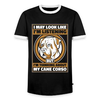 Cane Corso Chien - T-shirt contrasté Homme - noir/blanc - Devant - AI Model Female 172 light (172cm) & AI Model Male 178 light (178cm)
