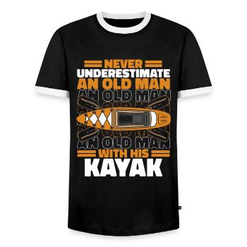 Kajak Kayak Kayaking - T-shirt contrasté Homme - noir/blanc - Devant - AI Model Female 172 light (172cm) & AI Model Male 178 light (178cm)