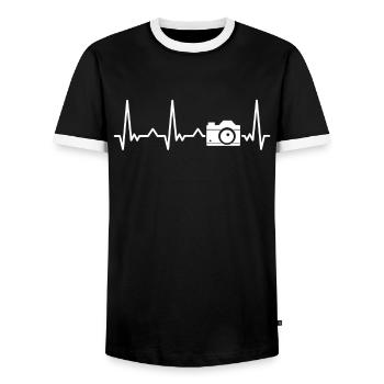 Photographie Caméra Photographe Photo Cameraman - T-shirt contrasté Homme - noir/blanc - Devant - AI Model Female 172 light (172cm) & AI Model Male 178 light (178cm)