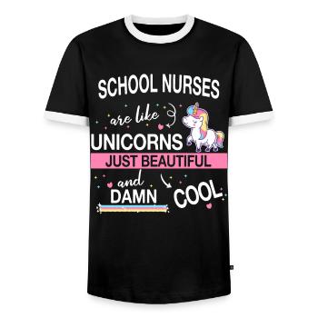 Infirmière scolaire Soins de santé Patients de l’école - T-shirt contrasté Homme - noir/blanc - Devant - AI Model Female 172 light (172cm) & AI Model Male 178 light (178cm)