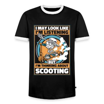 Stunt Scooter Scooter Skater Skating - Männer Kontrast-T-Shirt - Schwarz/Weiß - Vorne - AI Model Female 172 light (172cm) & AI Model Male 178 light (178cm)