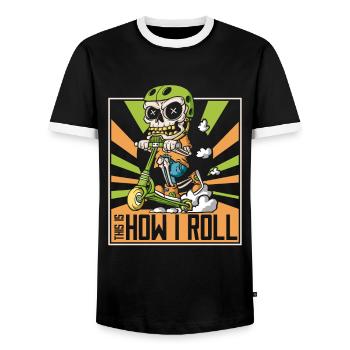Stunt Scooter Scooter Skater Skating - Männer Kontrast-T-Shirt - Schwarz/Weiß - Vorne - AI Model Female 172 light (172cm) & AI Model Male 178 light (178cm)