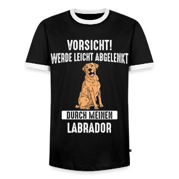 Labrador Hund - Männer Kontrast-T-Shirt - Schwarz/Weiß - Vorne - AI Model Female 172 light (172cm) & AI Model Male 178 light (178cm)