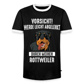 Rottweiler Hund - Männer Kontrast-T-Shirt - Schwarz/Weiß - Vorne - AI Model Female 172 light (172cm) & AI Model Male 178 light (178cm)