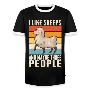 Sheep Sheep Farmer Lamb Farmer - Men's Ringer Shirt - black/white - Front - AI Model Female 172 light (172cm) & AI Model Male 178 light (178cm)