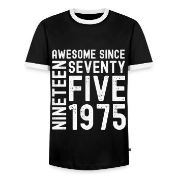 Awesome since 1975 Birthday Gift Year - Men's Ringer Shirt - black/white - Front - AI Model Female 172 light (172cm) & AI Model Male 178 light (178cm)