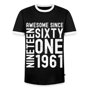 Awesome since 1961 Geburtstag Geschenk Jahreszahl - Männer Kontrast-T-Shirt - Schwarz/Weiß - Vorne - AI Model Female 172 light (172cm) & AI Model Male 178 light (178cm)